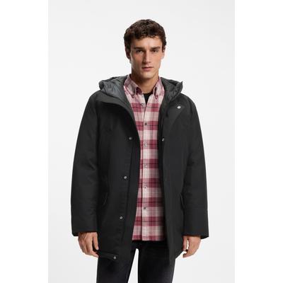 Parka BOSS ORANGE "Osiass1", Herren, Gr. 52, schwarz (schwarz001), Web, Obermaterial: 100% Polyester, unifarben, relaxed fit Po-bedeckend, Jacken Parka, im Relaxed Fit, wasserabweisend