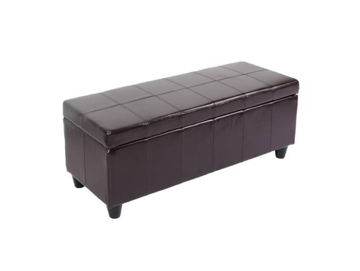 Berlinlodge Aufbewahrungs-Truhe Sitzbank Lars HxBxT 45x112x45cm Braun Leder + Kunstleder Stauraum groß platzsparend Wohnzimmer Kinderzimmer Schlafzimmer