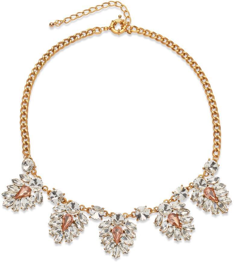 Unique Goldfarbene Statementkette Steine rosé klar gold