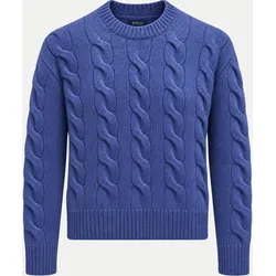 Strickpullover mit Zopfmuster Blau M