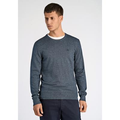 Strickpullover LINDBERGH "Strickpullover Slim Fit", Herren, Gr. S, blau (dk blau blend), Obermaterial: 80% Viskose, 20% Nylon, Rundhals, Pullover Strickpullover