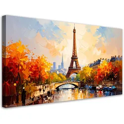 LEINWANDBILD Panorama von Paris Eiffelturm 100x50cm
