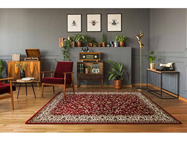 rugsx ROYAL ADR Klassischer Teppich - Wohnzimmerteppich, weicher Teppich für Wohnzimmer, Schlafzimmer und Flur, Rotwein 200x400 cm