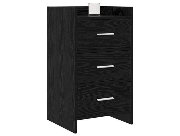 PUGYNBK Nachttisch, Eiche, Schwarz, 40 x 36 x 70 cm, technisches Holz Große Schublade, Metallgriffe, einfache Montage, tägliche Verwendung im Schlafzimmer
