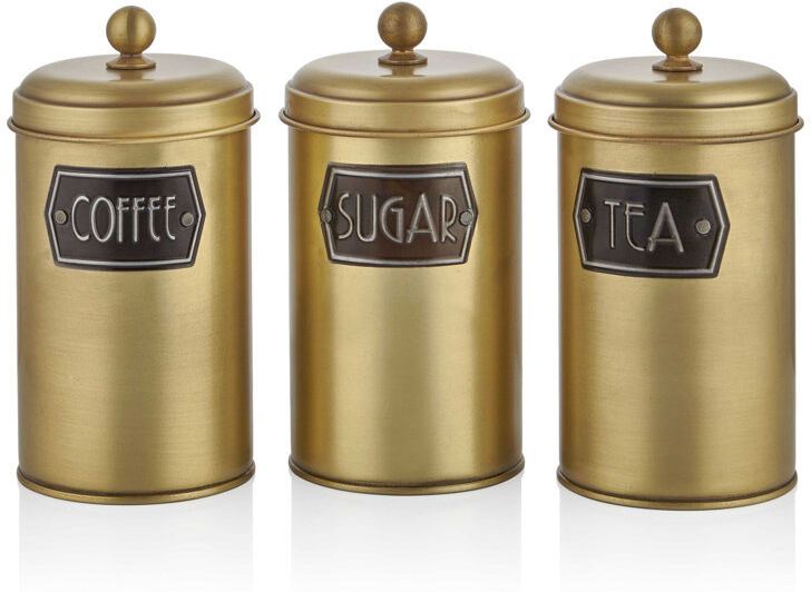 Brambly Cottage Metal Jar - Set of 3 Gold 22cm H x 11cm W x 11cm D