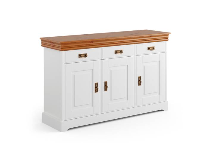 Massives 3-türiges Sideboard Toska in Kiefer mit lackierter Oberfläche – 3%-Vorkasse-Rabatt