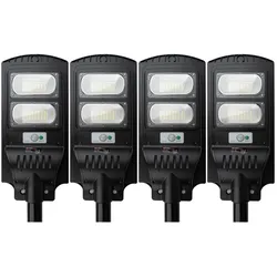 ProPlus, Gartenbeleuchtung, 4er-Set LED Solar Strassenleuchte mit Lichtsensor & Fernbedienung, 100 Watt, IP65 (800 lm, IP65)