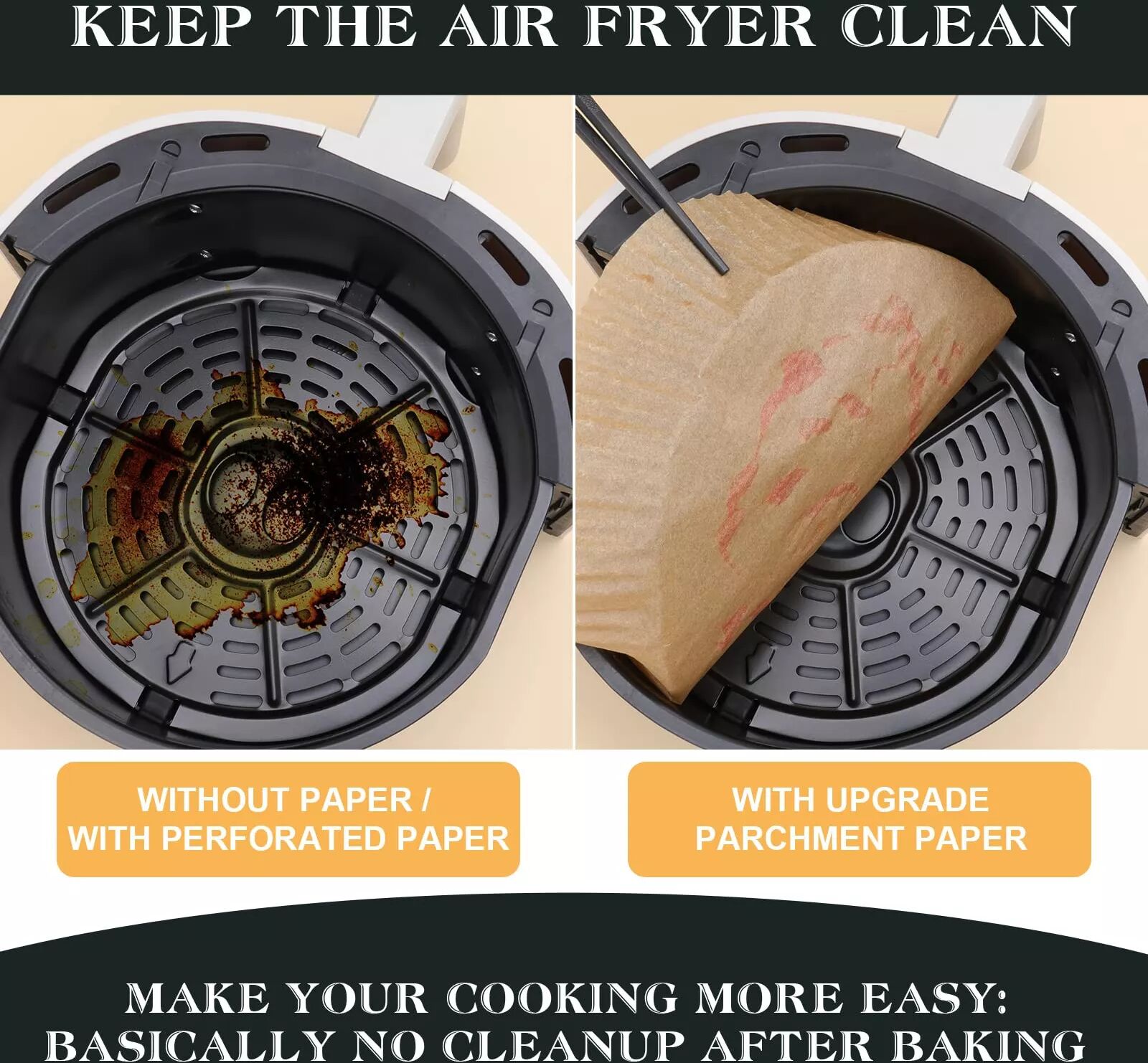 INF Air Fryer Einwegpapier für Friteusen 20 cm 100 Stück