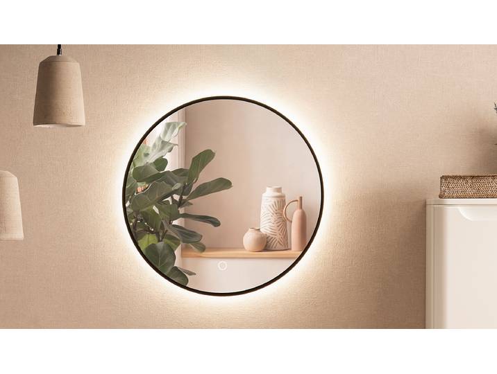Miroir LED 60 cm 60 x 60 x 2cm Noir Aluminium laqué 60 x 60 x 2cm