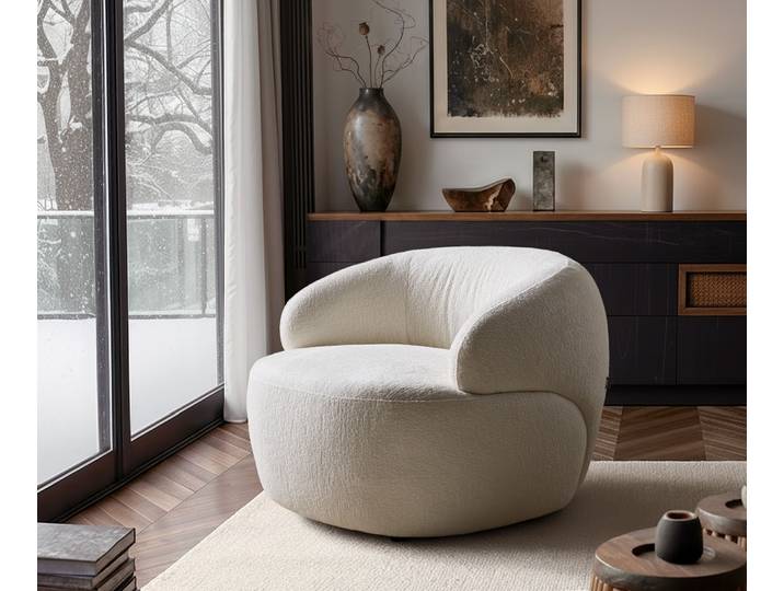Fauteuil lounge Nova 88 x 88 cm Bouclé Soft Beige