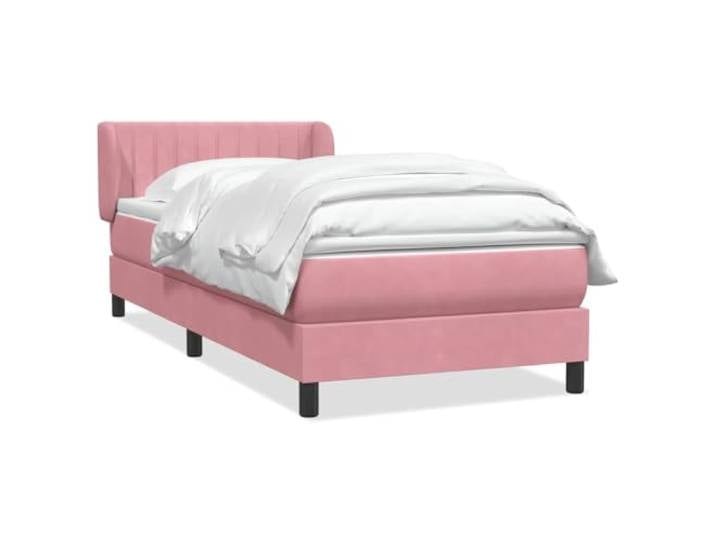 HMDNGOUT Boxspringbett Samt Rosa 80x220 cm mit Taschenfederkernmatratze, höhenverstellbarem Kopfteil und Lattenrost