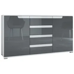 SIDEBOARD Sylt Grau Hochglanz / Weiß Hochglanz