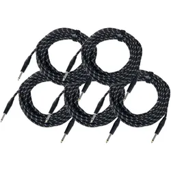Pronomic Stage INST-10T Instrumentenkabel Klinke 10m Textil 5x Set