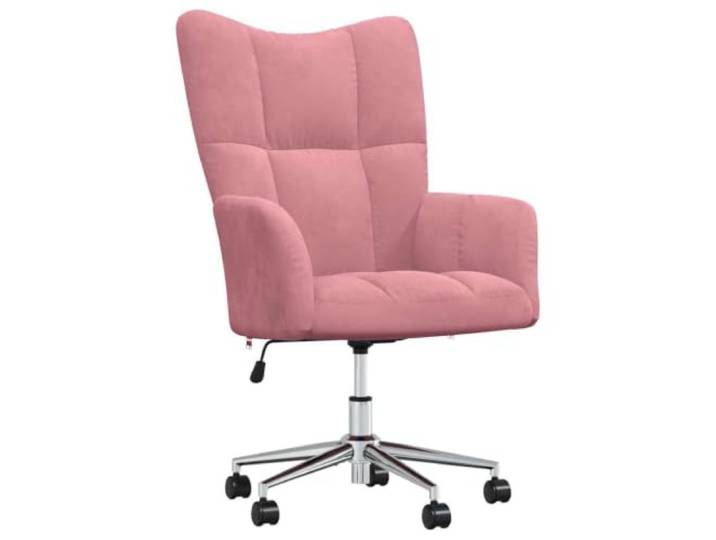 KDVXBCQJH Relaxsessel Samt Rosa Höhenverstellbar Drehstuhl mit Rollen Samtweicher Polstersessel im Quadrat-Design mit Rollen für Wohnzimmer und Arbeitszimmer. Belastbar bis 110 kg.