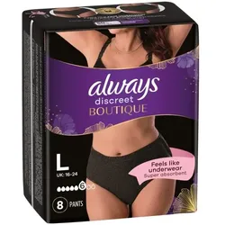 Always Discreet Inkontinenz Höschen »Discreet Boutique Schwarz« Größe L EU 44 - 54 8 Stück schwarz