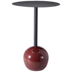 Home&Styling, Couchtisch + Beistelltisch, Design Beistelltisch mit runder Tischplatte, schwarz-bordeaux – Moderner Säulenfuss mit Kugel (36 x 51 cm)