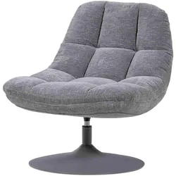 Drehsessel Elvi aus Chenille-Stoff, moderner Relaxsessel mit 360 Grad Drehfunktion, hellgrau