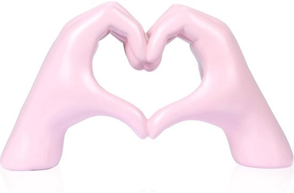 Decoratief Hart Handen Sculptuur voor Woonkamer en Slaapkamer - Roze Esthetische Plankdecoratie