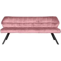 Esszimmerbank Spinras mit Lehne, Samtbezug modern, Rosa, weich gepolstert für 2–3 Personen