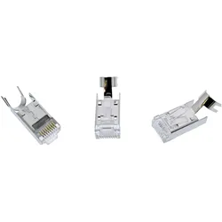 InLine 100er Pack  Crimpstecker Cat.6A RJ45 geschirmt, mit Knickschutz und Einfädelhilfe, grau (Netzwerkkabel Stecker), Zubehör Netzwerk