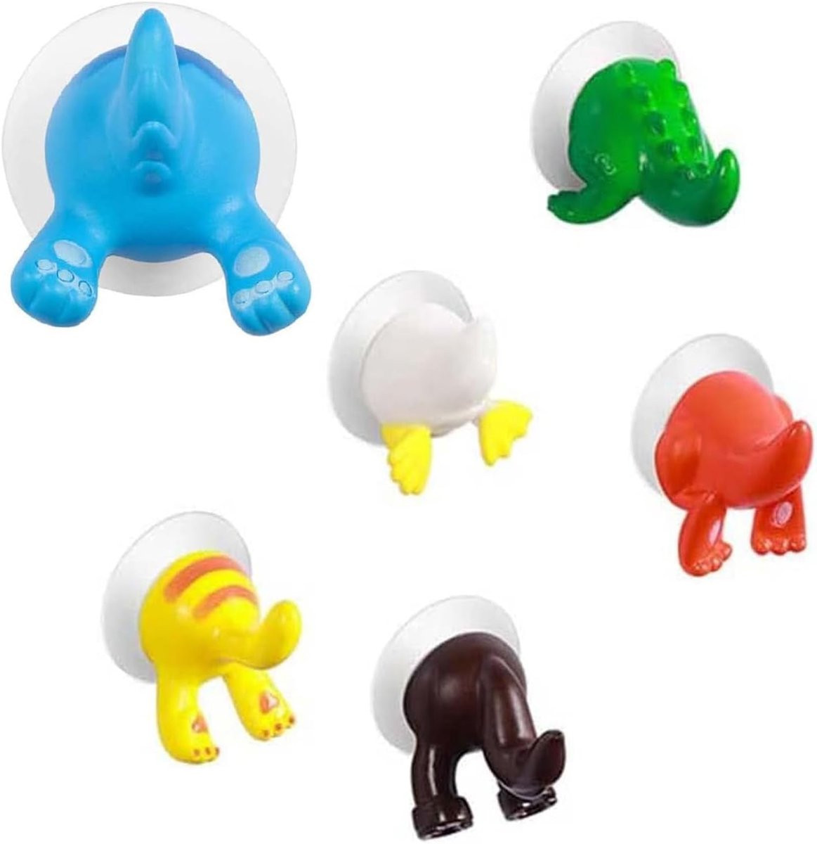 Set van 6 Dieren Handdoekhaken met Zuignap voor Kinderen, Muurdecoratie voor Badkamer en Keuken