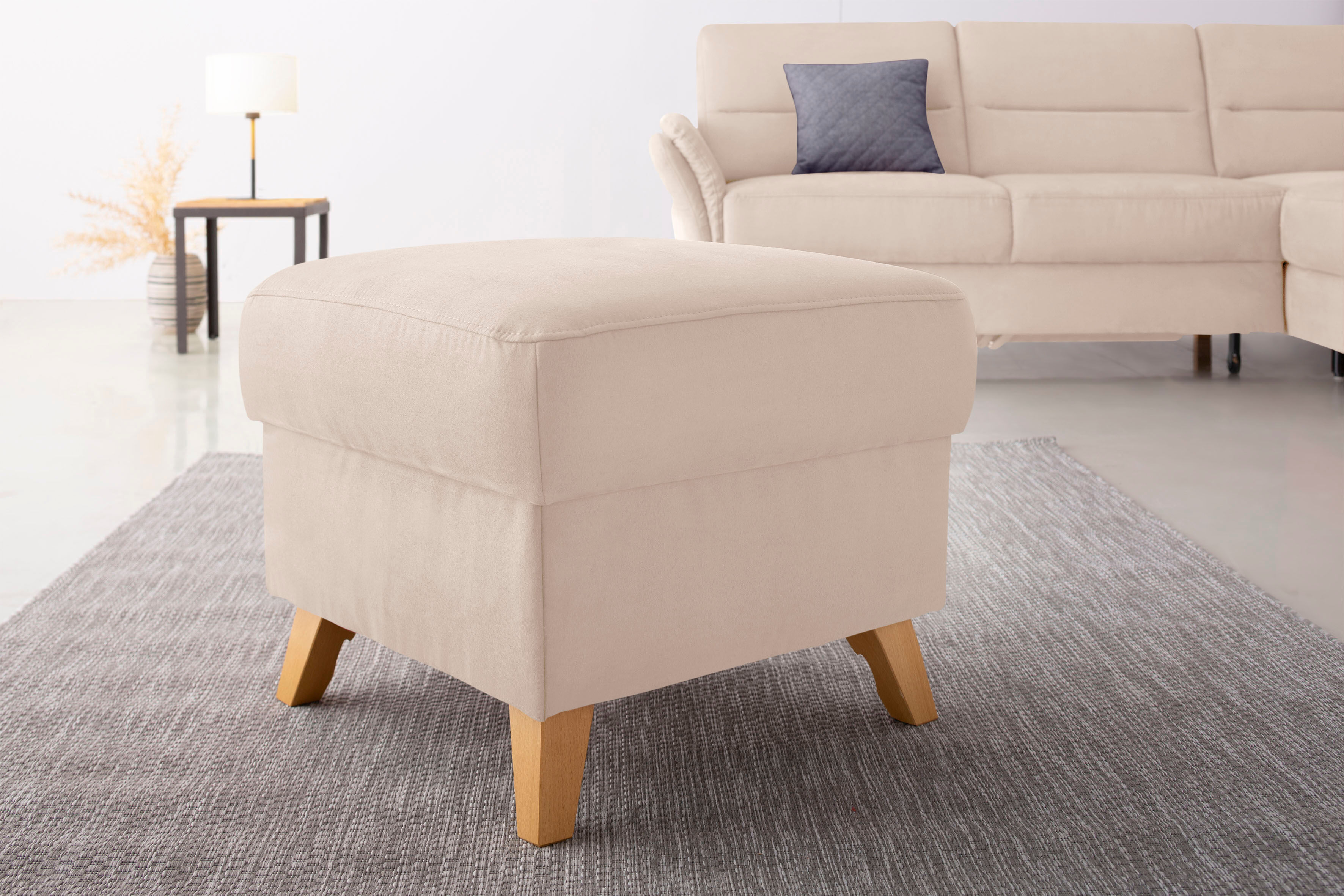 Stauraumhocker OTTO HOME "Westerland", beige (creme), B:58cm H:48cm T:58cm, 100% Polyester, Hocker, Stauraumhocker, in vielen Bezugsarten und Farben, auch in Luxus-Microfaser imprägniert
