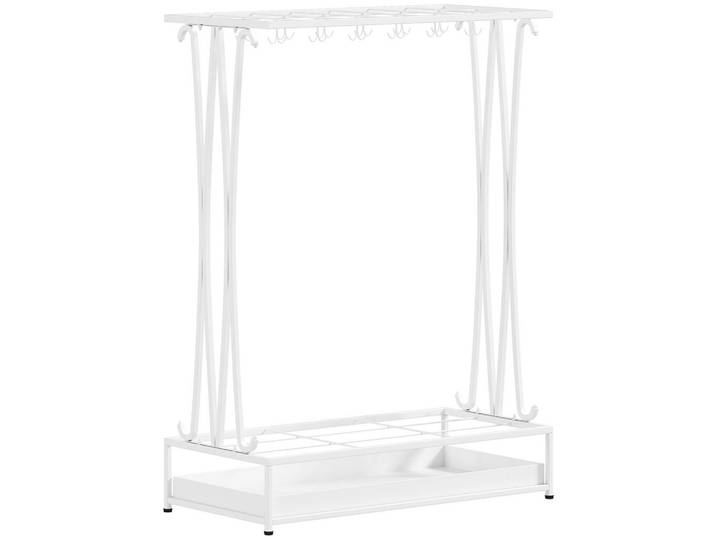 Homcom Schirmhalter Stahl Weiß, Metall, 24x68x50 cm, Garderobe, Schirmständer