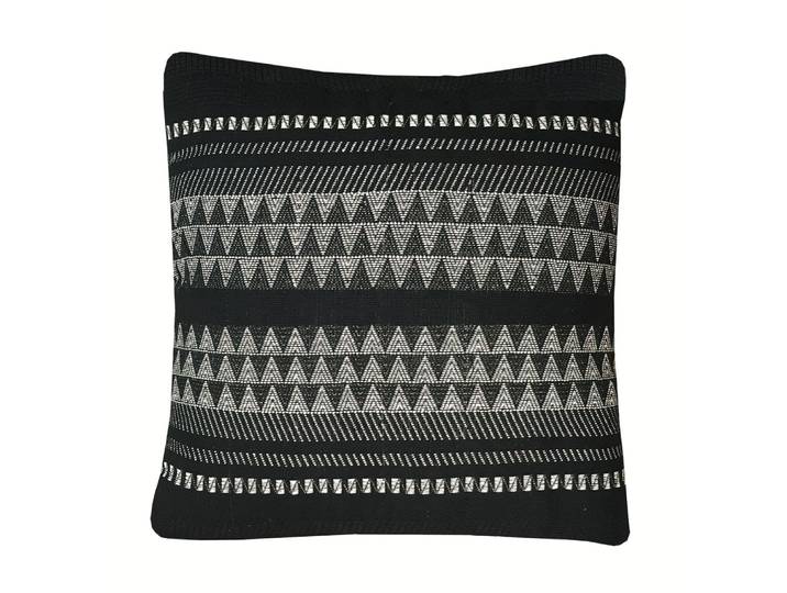 Coussin en coton à rayures noires 60x60