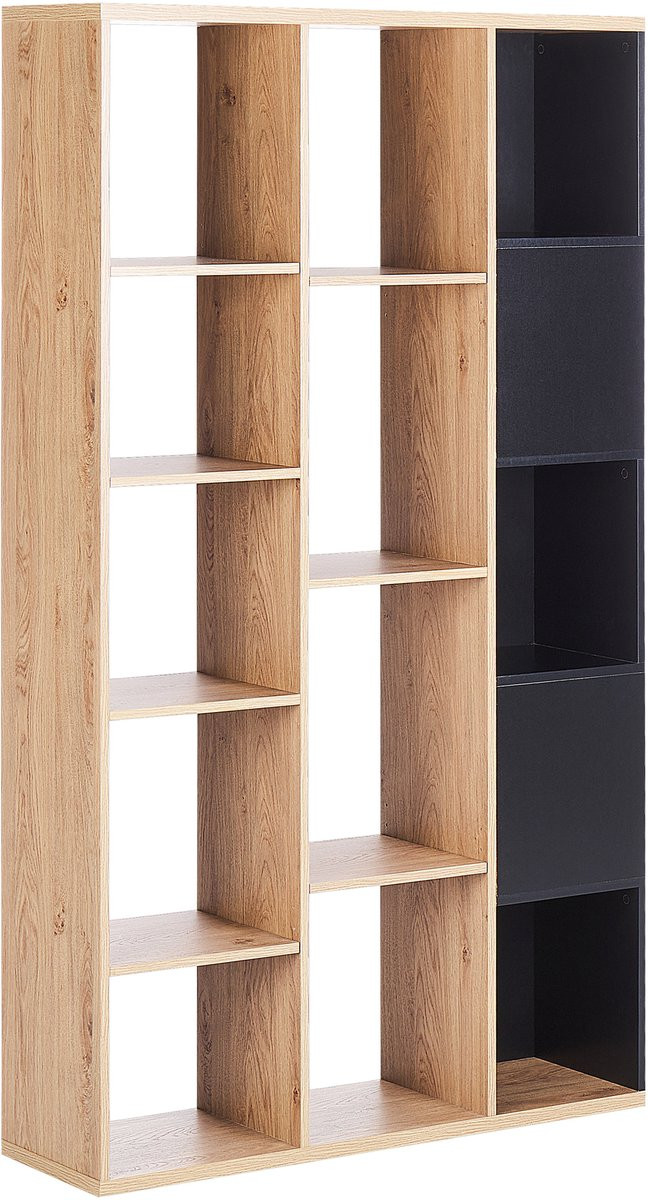Beliani Boekenkast Bangor - Lichthout/Zwart - Hoogte: 175 cm