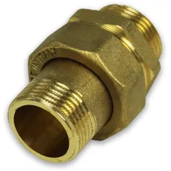 Messing Gewinde-Fitting Verschraubung gerade konisch metallisch dichtend 3/8''AG - 3/8''AG (DN 10) - schwere Ausführung