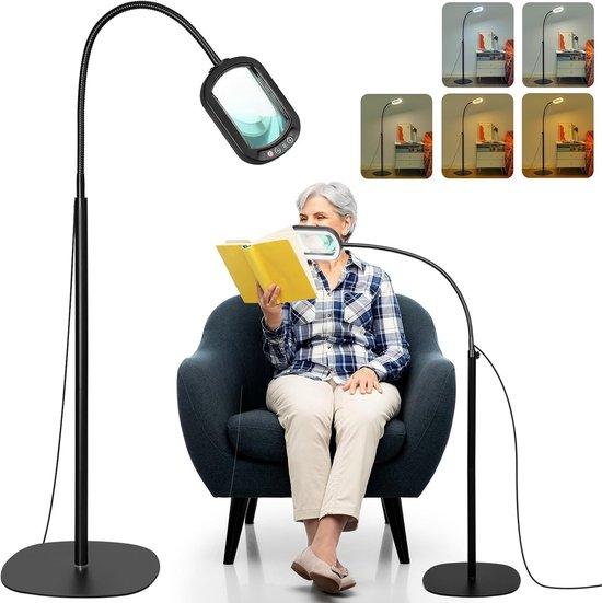 Vergrößerungsleuchte mit Licht und Stativ - Weiß - 61 cm - Flexibler Schwanenhals mit 5 Lichtmodi - Ideal für präzise Arbeiten