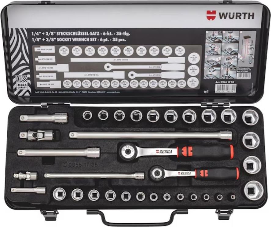 Würth 35-delige ratelset met 1/4" en 3/8" sleutels