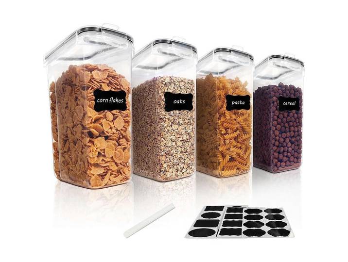 Vorratsdosen-Set 4-teilig luftdicht BPA-frei, Mehrfarbig, Kunststoff, 12x24.7x20.6 cm, Küchenzubehör, Vorratsbehälter, Vorratsdosen