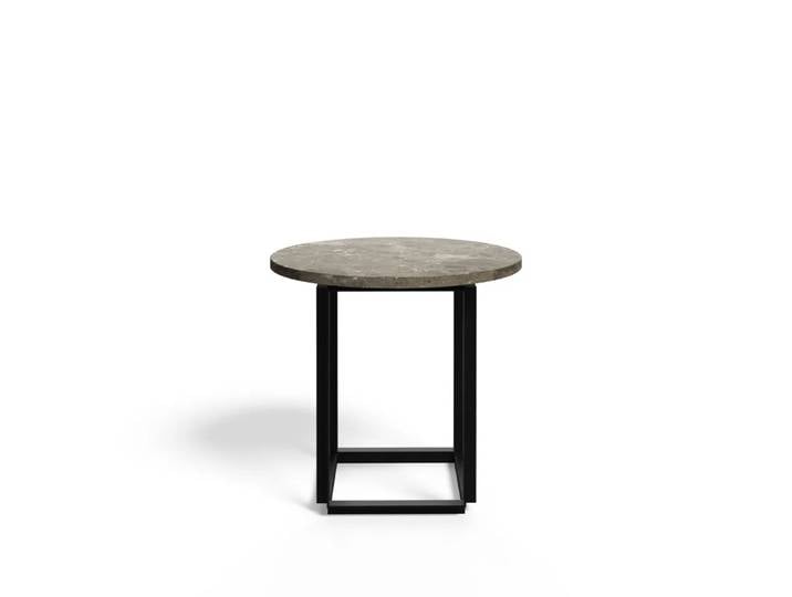 New Works Florence Beistelltisch gris du marais marble, ø50cm, Schwarzes Gestell