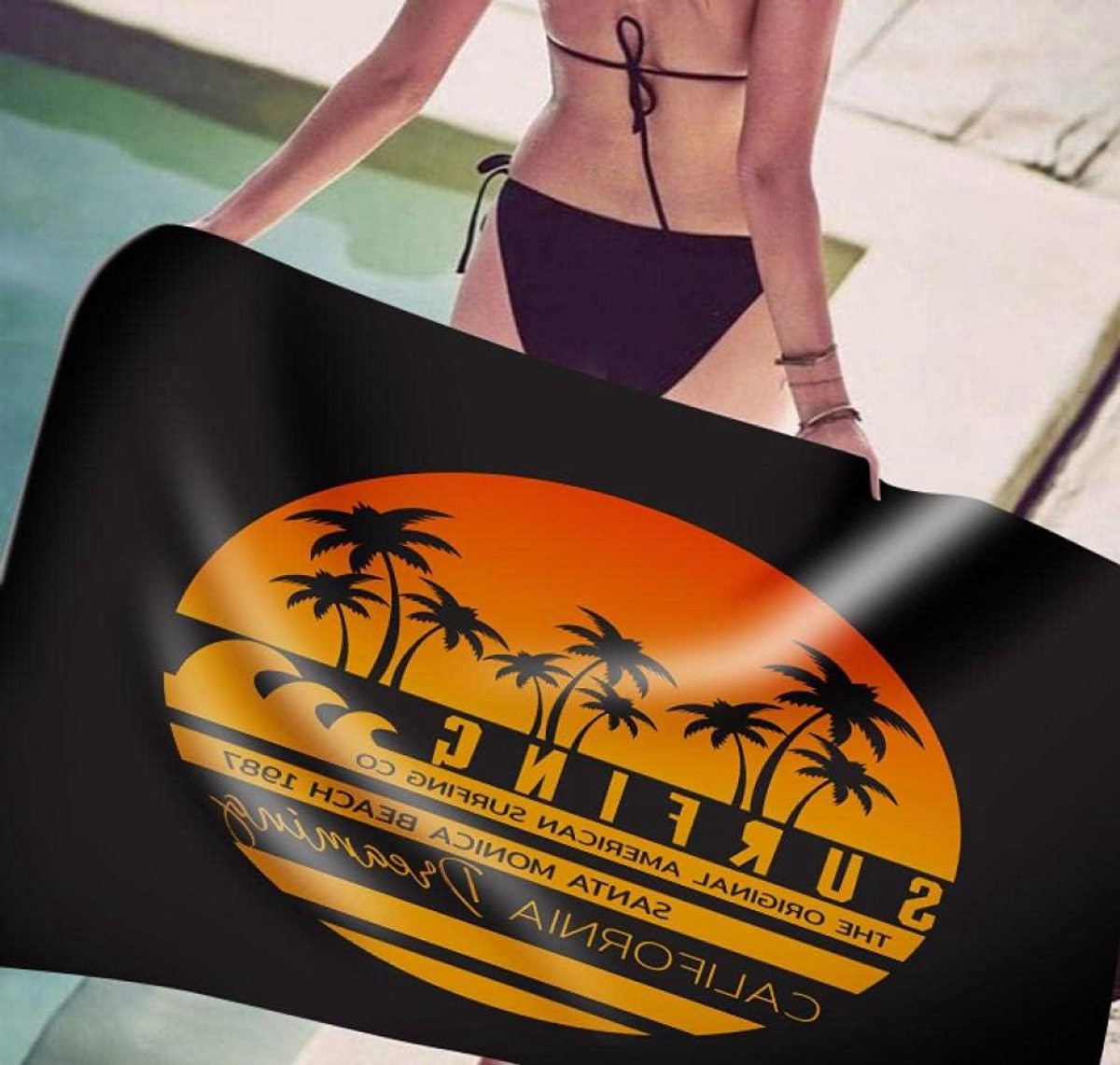 Strandlaken Microvezel Badhanddoek Sneldrogend Oranje Zwart 70 x 150 cm