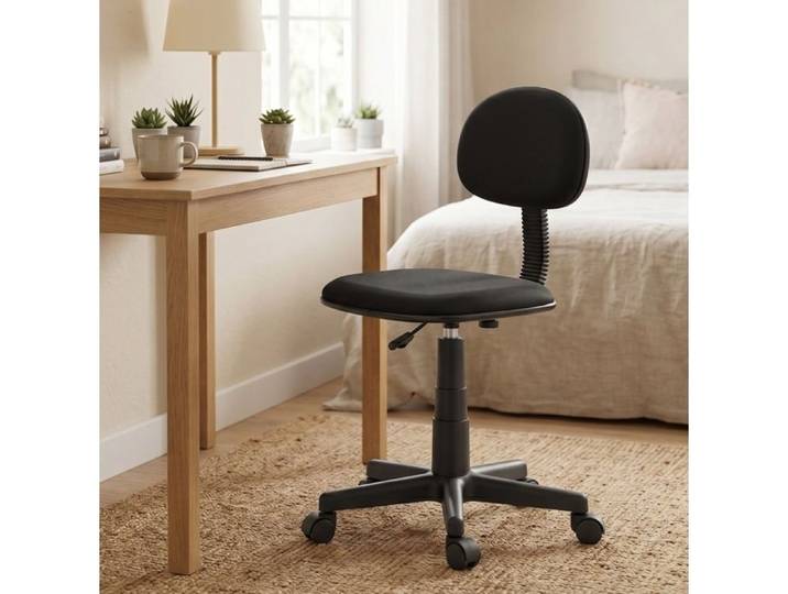 WUVRIE Chaise de bureau sans accoudoirs réglable en hauteur roulettes 360° dossier bas noir