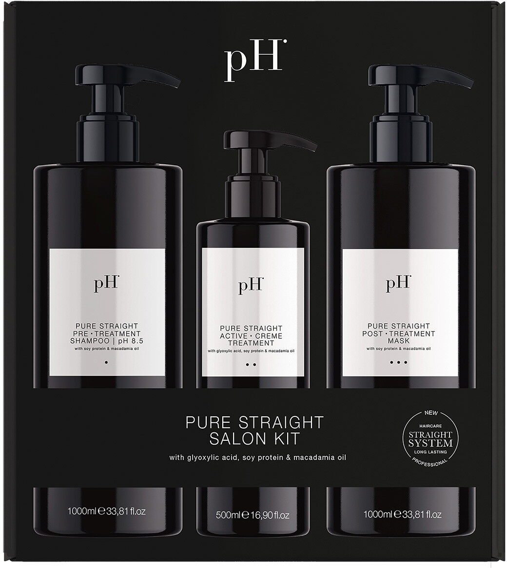 2500ml pH Pure Straight Salon Kit (Shampoo 1000ml + Treatment 500ml + Mask 1000ml)