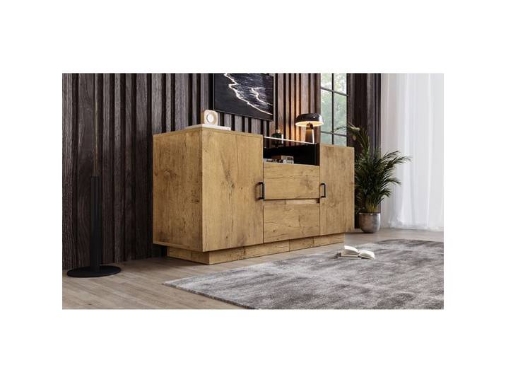 Commode avec 2 tiroirs et 2 portes avec étagères réglables FloraGrace