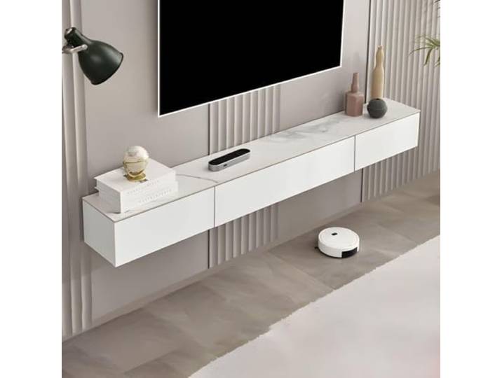 lowboard Wandmontierter TV-Ständer mit Stauraum, schwebende TV-Konsole mit Aufbewahrung, Schubladen, Wohnzimmer mit Stauraum