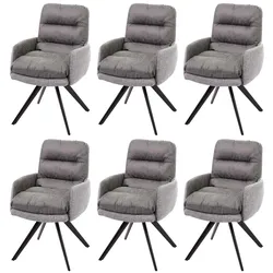 Décoshop26 - 6x Esszimmerstühle Lounge-Sessel mit bequemer drehbarer Armlehne in hellgrauem Stoff 04_0000860