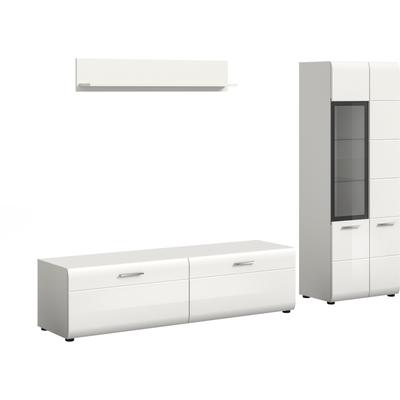 Wohnwand HOME AFFAIRE "FLORENZ, 3-teilige Wohn-Kombination, hochwertige MDF-Front", weiß hochglanz tiefzieh, B:235cm H:160cm T:41cm, Holzwerkstoff, Kastenmöbel-Sets, Wohnwand, Wohn-Kombination, Wohnzimmer-Möbel, Wohnzimmer,Kombination, Kombi