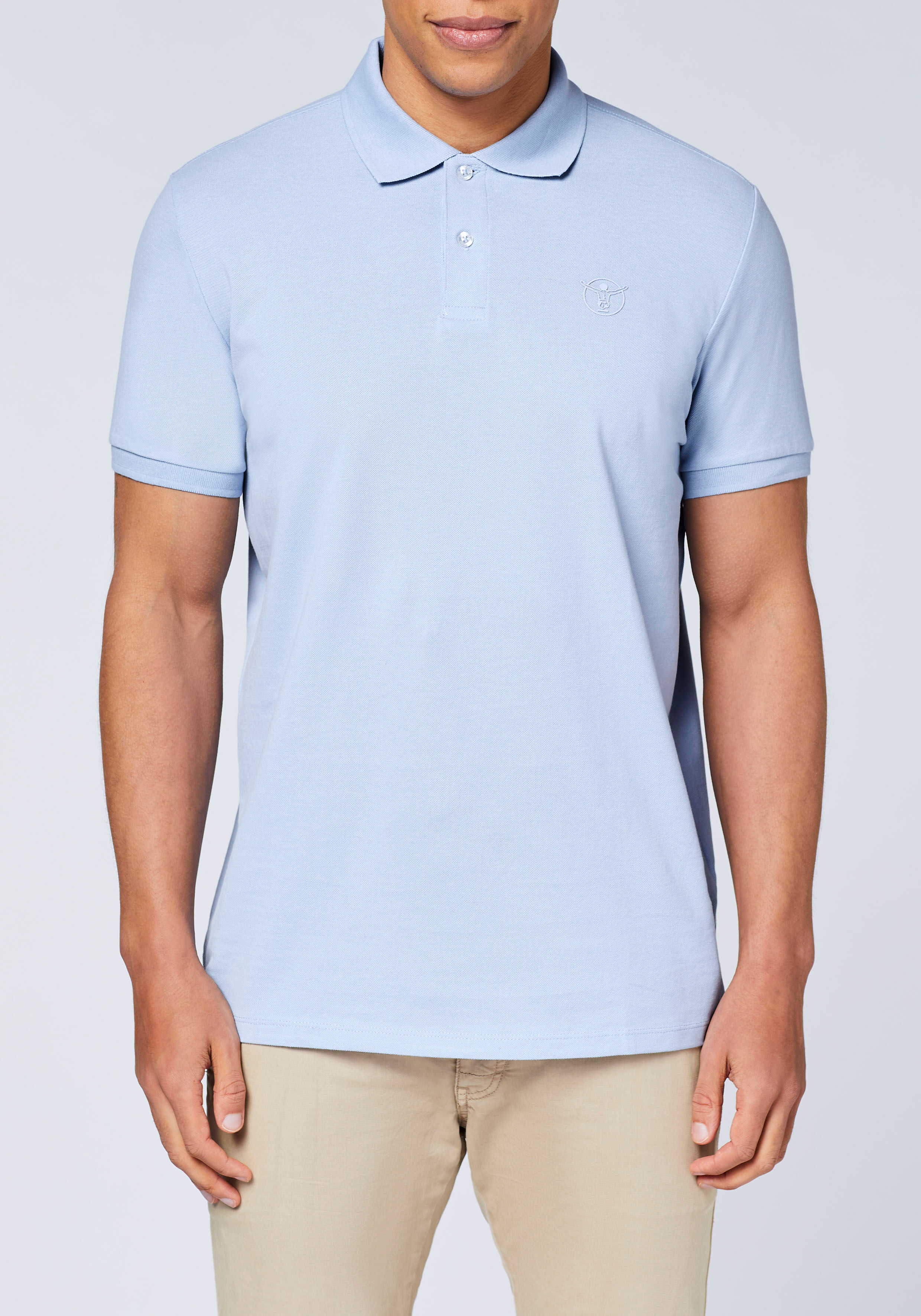 Poloshirt CHIEMSEE, Herren, Gr. S (44/46), brunnera blau, 100% Baumwolle, unifarben, regular fit, ohne Ausschnitt, gerader Abschluss, Shirts Poloshirt, - ideal für Sport & Freizeit