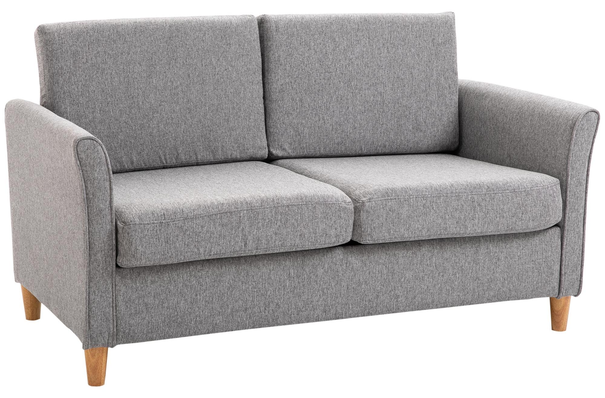 Moonbite Doppelsofa 2-Sitzer 141 cm, Leinensofa mit abnehmbaren Kissen und Reißverschluss, Vollholzrahmen, Kautschukholzfüße, Antirutsch-Pads, Leinen, Hellgrau