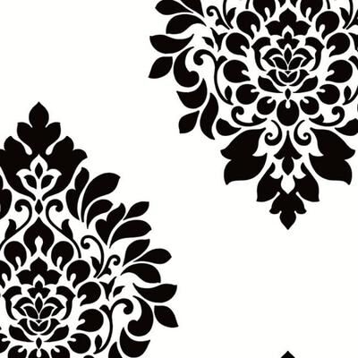 Medallion Damask Bradford Blue and Black Vinyl 32.7-foot x 20.5-inch Large Damask Spot Wallpaper