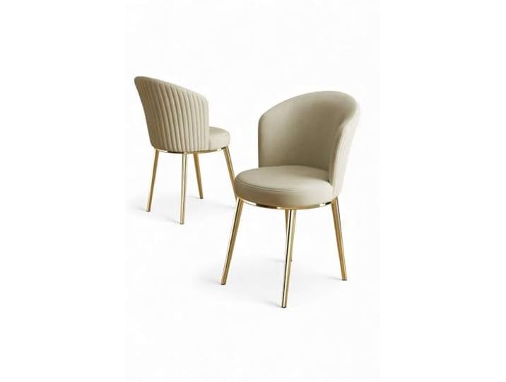 Hanah Home Elegant Chair Set (2 Pieces), Cream & Gold, 45 x 87 x 41 cm 100% Metal Frame, Plywood Back, Luxurious Babyface Fabric Modern Glam Design