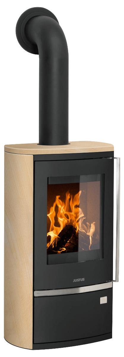 Justus | Kaminofen | Reno R | 6 kW | Stahl Schwarz, Sandstein