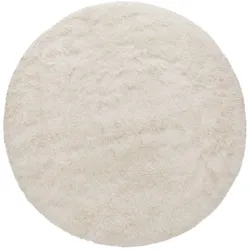 HOCHFLORTEPPICH, einfarbig, aus Polyester, Elfenbein, Ø 80 cm