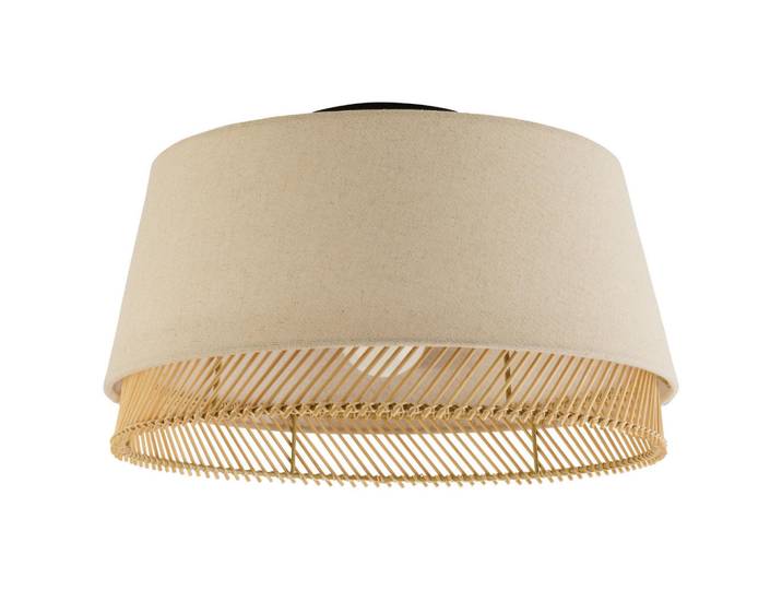 Deckenleuchte Tabley, Braun, Naturfarben, Schwarz, Holz, Metall, massiv, rund, 23.5 cm, Lampen & Leuchten, Innenbeleuchtung, Deckenleuchten, Deckenleuchten