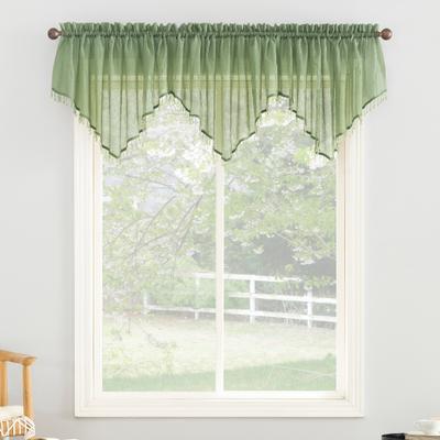 No. 918 Erica Crushed Voile Ascot Beaded Sheer Rod Pocket 1-Piece Curtain Valance