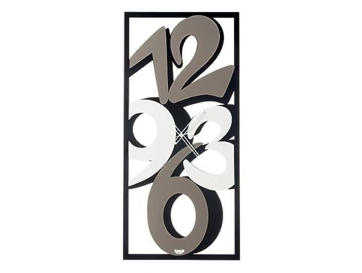 Arti & Mestieri Vision - Horloge Murale Design 100% fabriquée en Italie - en Fer\, 42 x 90 cm (Noir\, Boue et Blanc marbre)